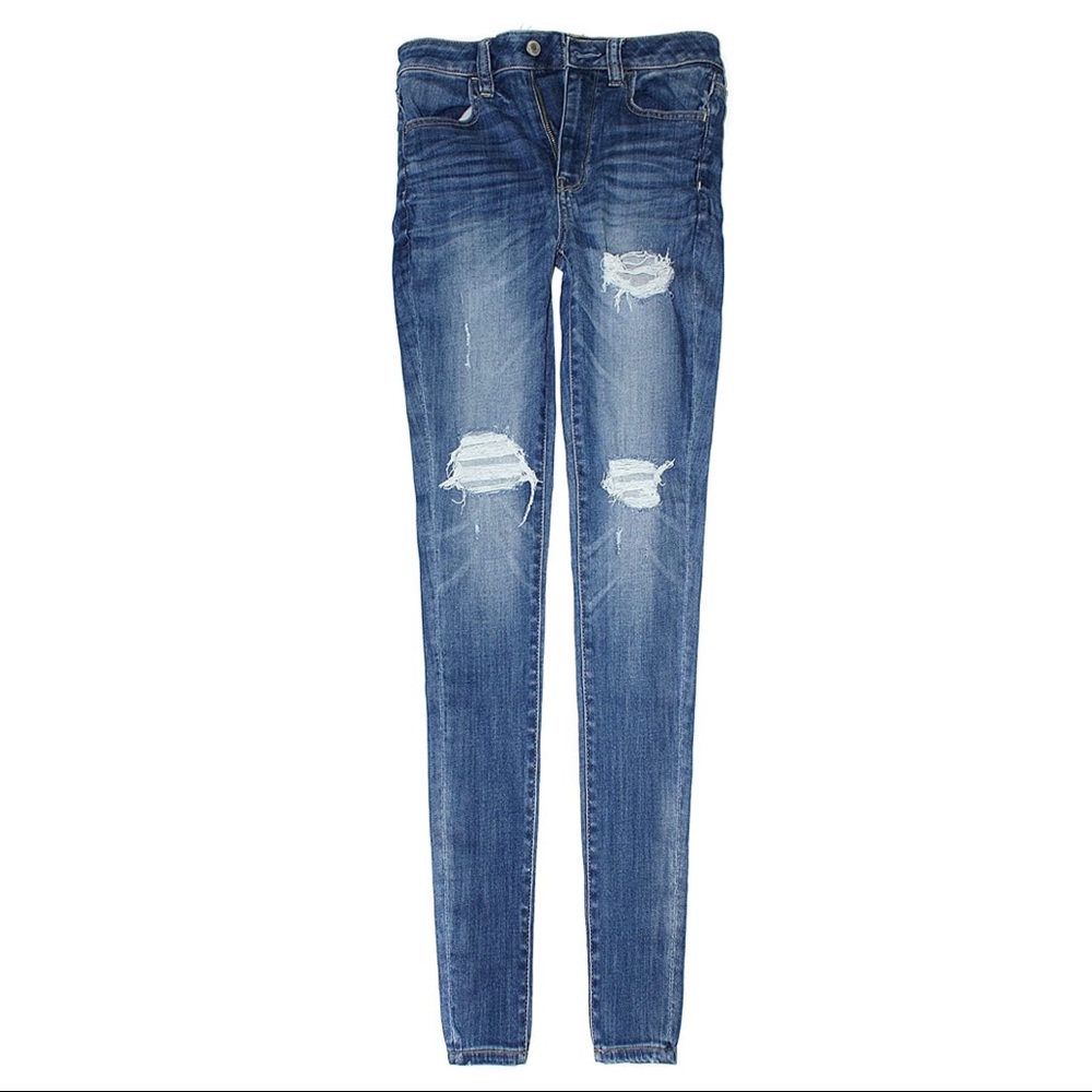 AE Denim X Super High-Waisted Distressed Jegging